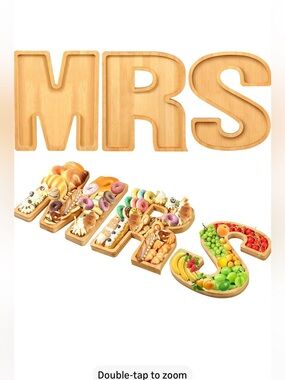 MRS Wooden Letter Charcuterie Board - Natural Bamboo